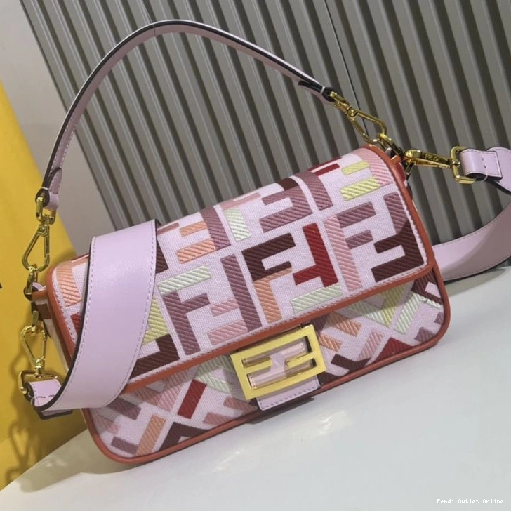 Affordable Motif FF Baguette Bag Fendi Medium Multi In Canvas Pink 0809
